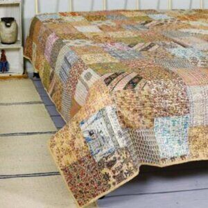 NEWHANDMADE Vintage/Kantha/Quilt,Silk Patchwork/Throw/Baby Blanket/2Throw Pillow